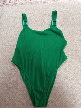 ARIE Green Textured One-Piece Swimsuit